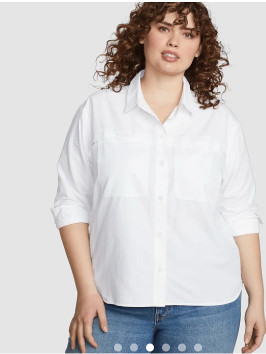 Eddie Bauer Women’s White Rainier Ripstop Long Sleeve Shirt Nwt